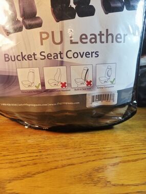 PU Leather Bucket Seat Covers Set - Tan Color..For BUCKET SEATS IN A VEHICLE